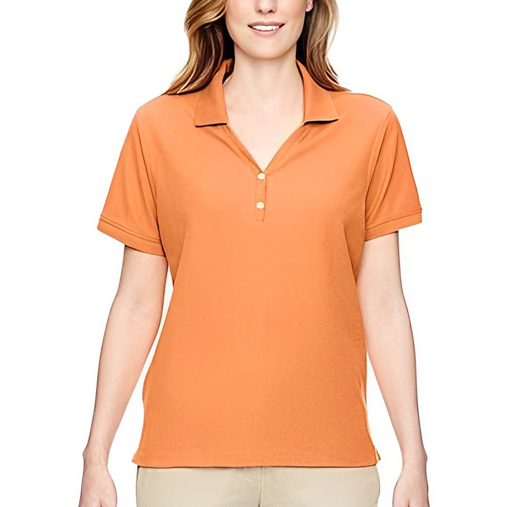 Devon & Jones Ladies' Y-Collar Short-Sleeve Polo Shirt Cantaloupe Front