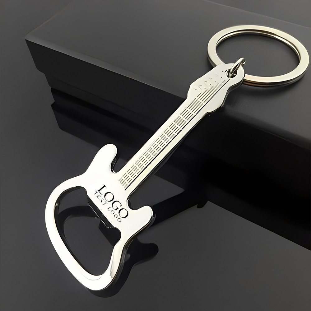 Guitar Shape Bottle Opener Keychain Logo