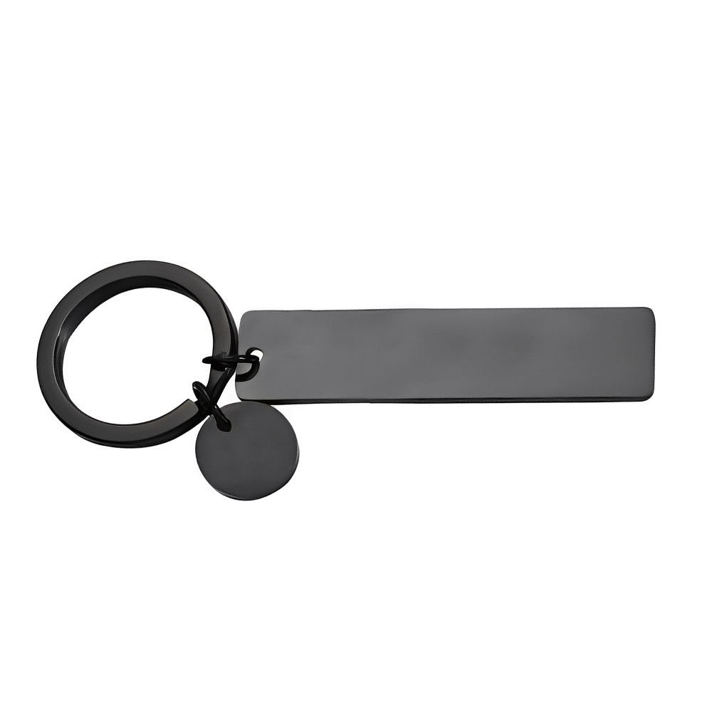Stainless Steel Rectangle Keychain Black
