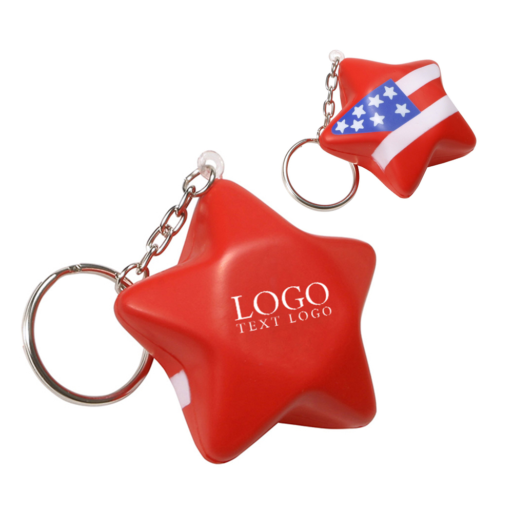 Patriotic Star Stress Reliever Key Chain With Logo-Group
