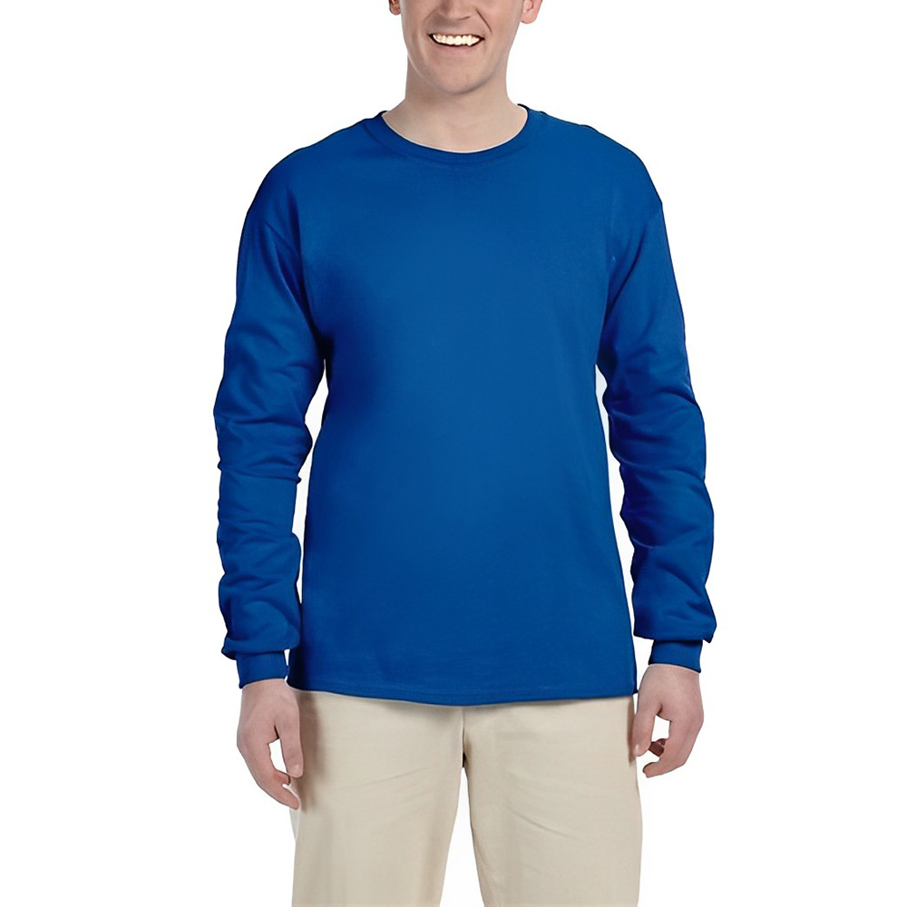 Fruit of The Loom HD Cotton Adult Long Sleeve T-Shirt Royal Blue Front