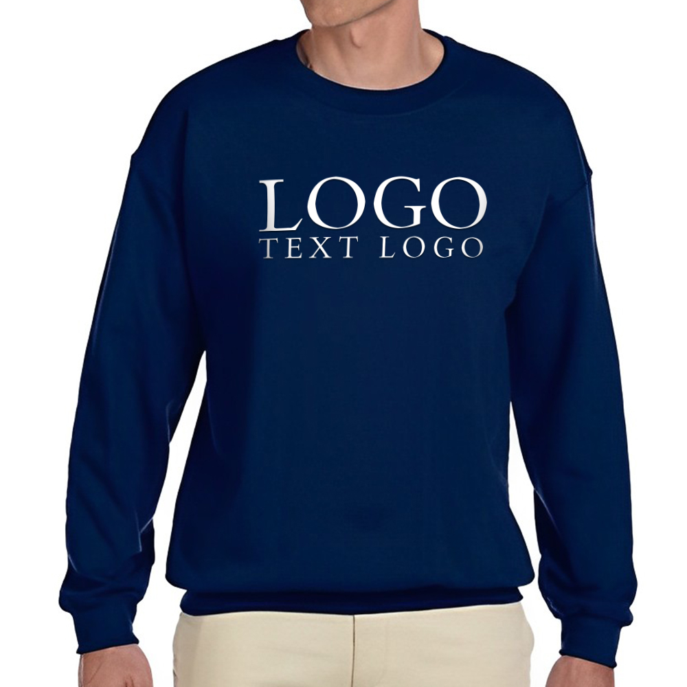 Marketing Gildan Heavy Blend Crewneck Sweatshirts Navy Blue With Logo