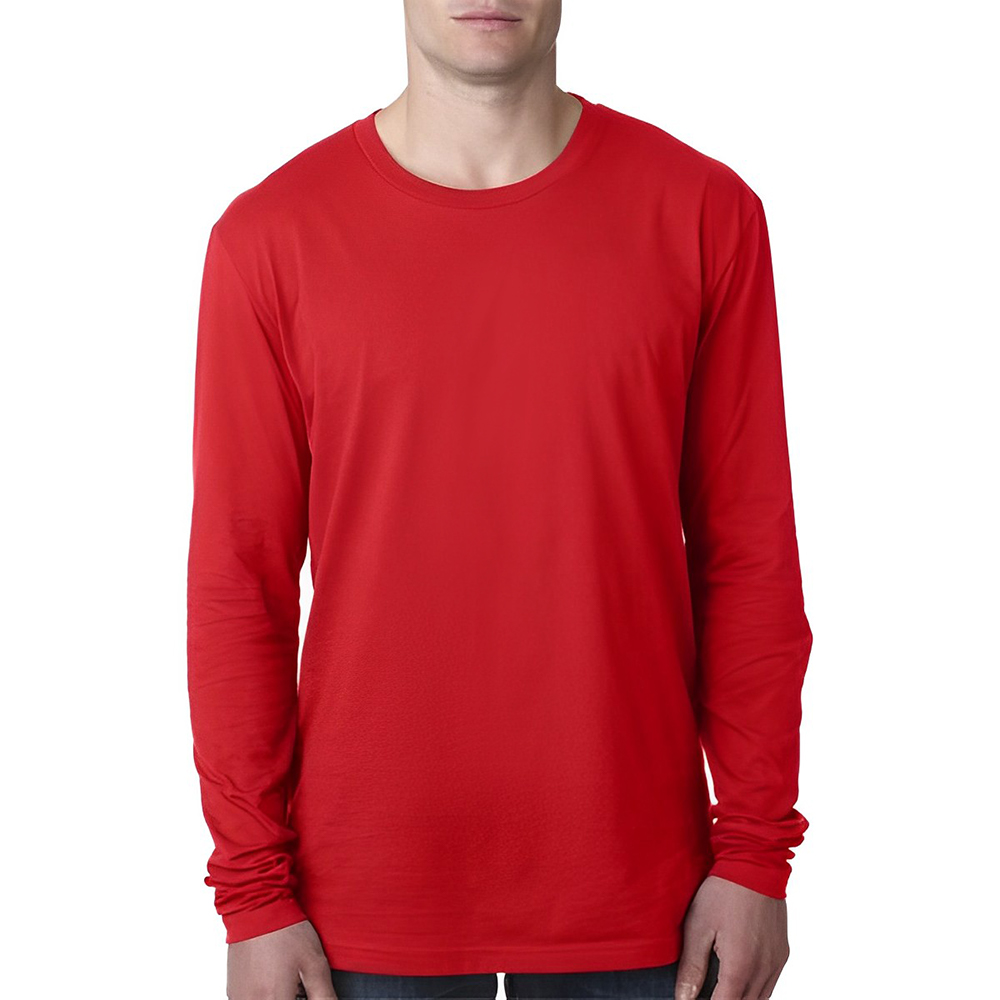 Next Level Men's Cotton Long-Sleeve Adult T-Shirt Red