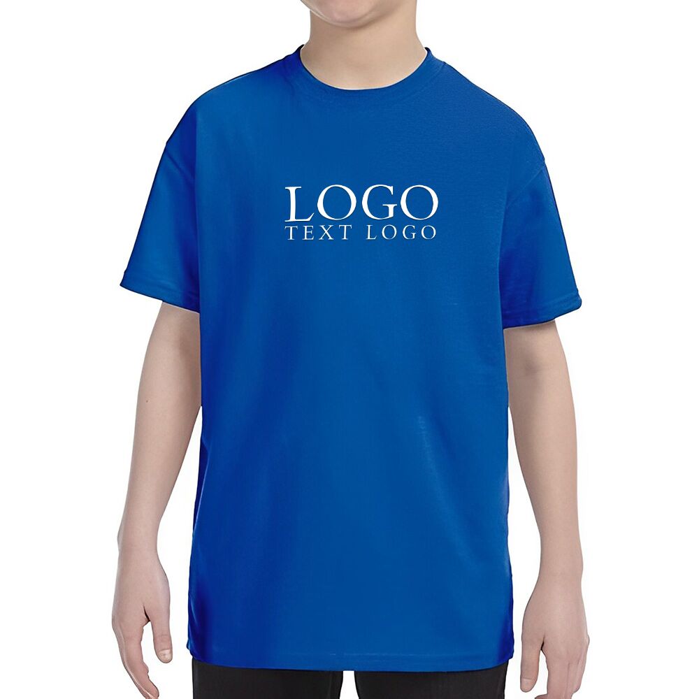 Custom Gildan Heavy Cotton Youth T-shirts Royal Blue With Logo