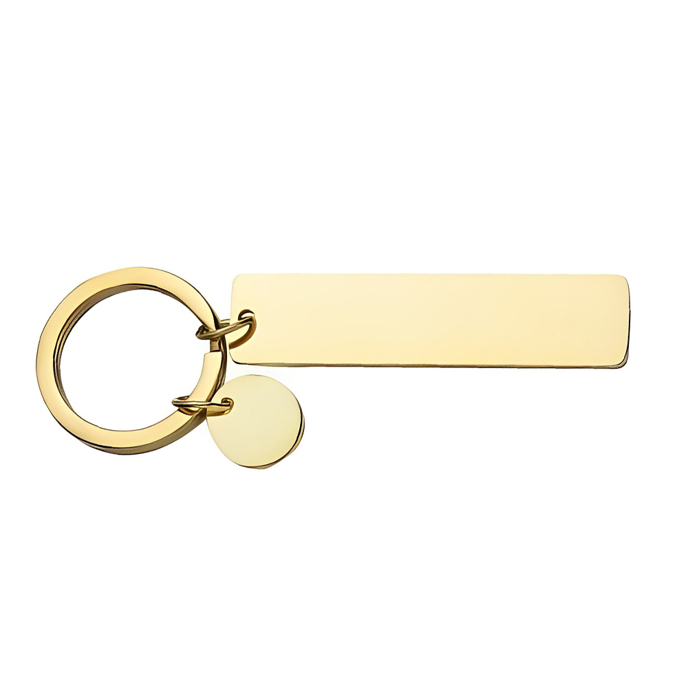Stainless Steel Rectangle Keychain Gold