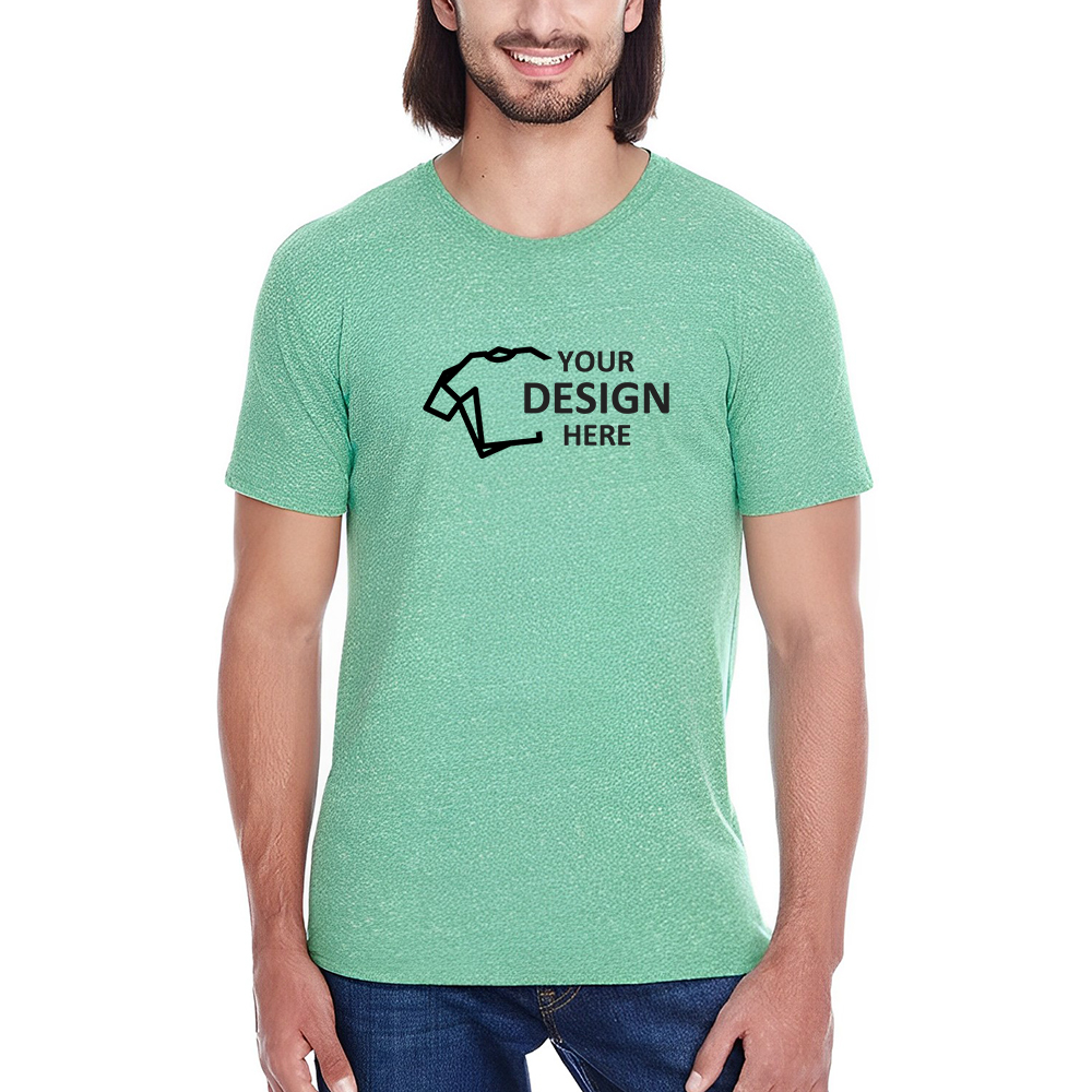 Custom Threadfast Apparel Unisex Triblend T-Shirt Green With Logo