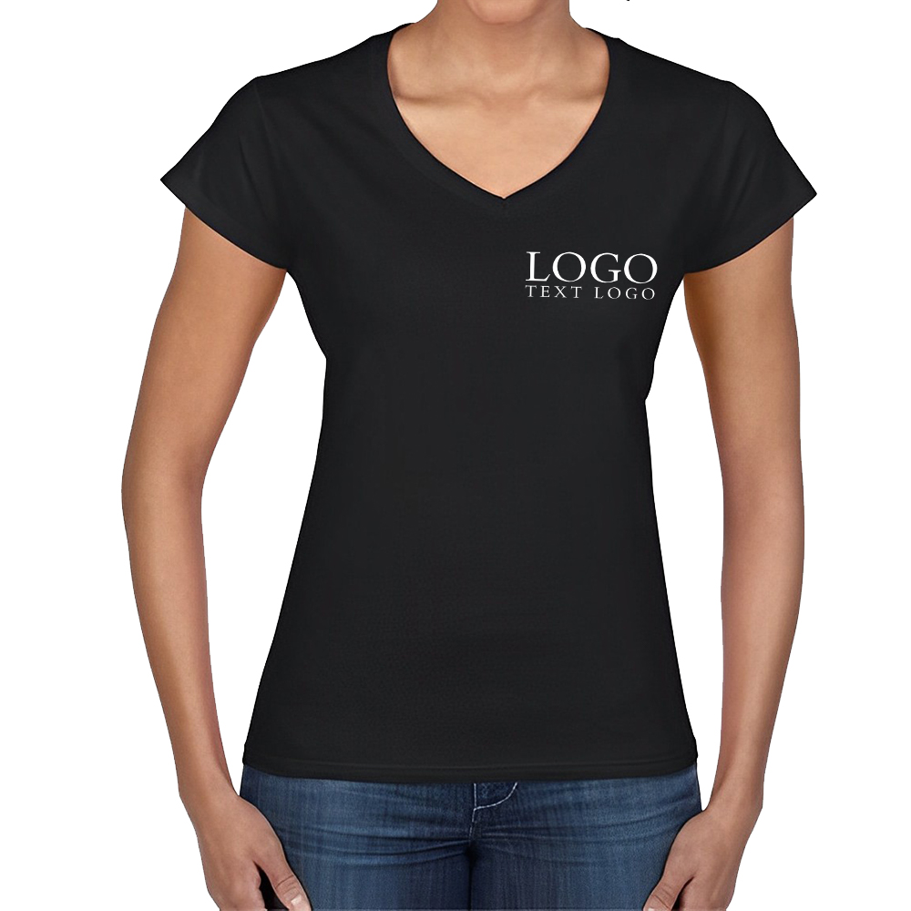 Black Personalized Softstyle Ladies V-Neck T-Shirt With Logo