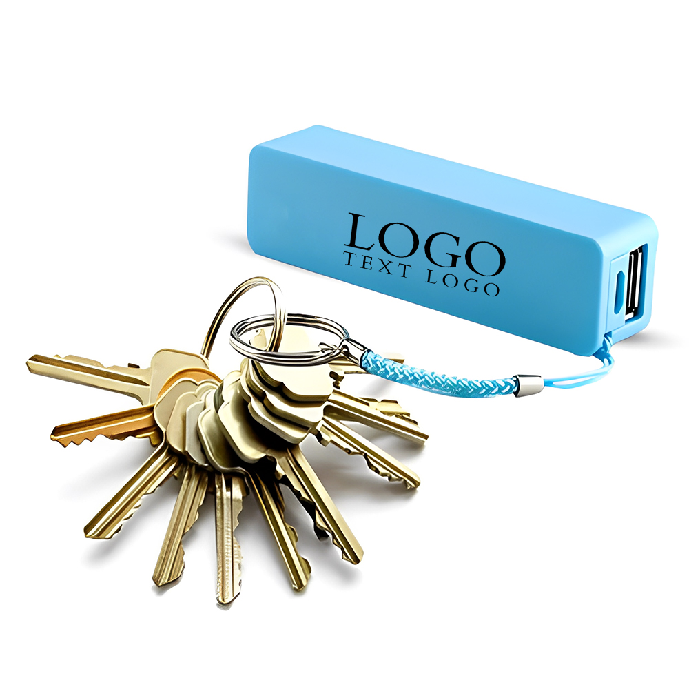 Power Bank with Keychain Logo Blue