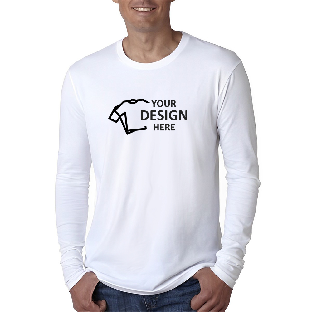 Next Level Men's Cotton Long-Sleeve Adult T-Shirt White With Logo