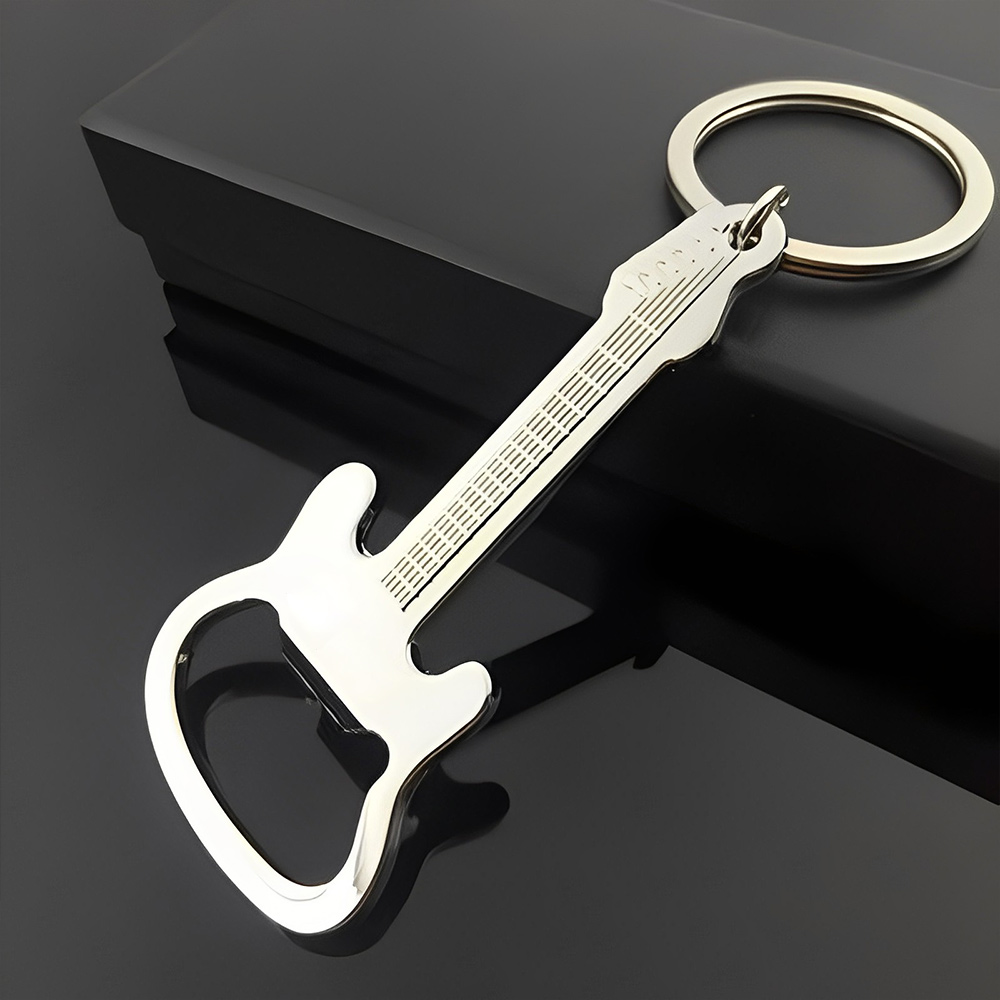 Guitar Shape Bottle Opener Keychain Sliver