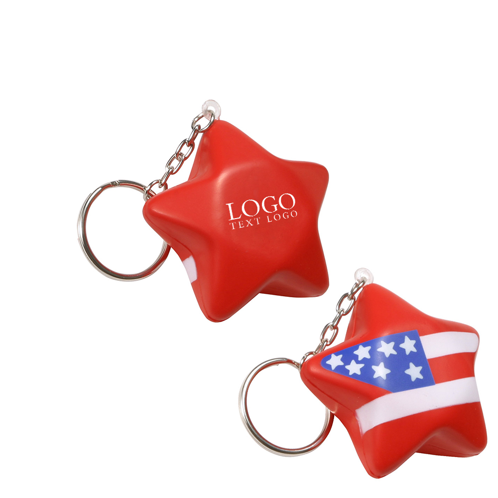 Patriotic Star Stress Reliever Key Chain With Logo