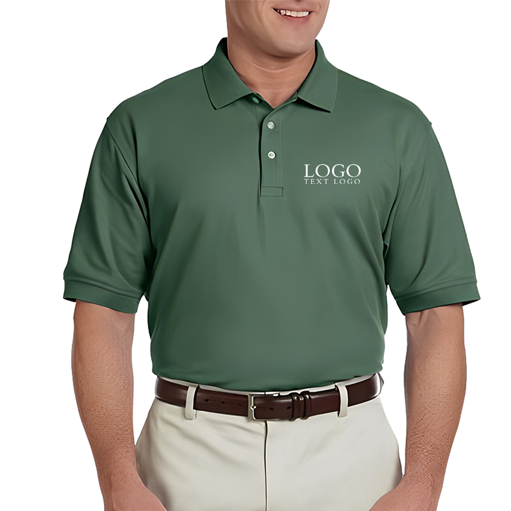 Green Men's Short-Sleeve Polo Shirt With Logo