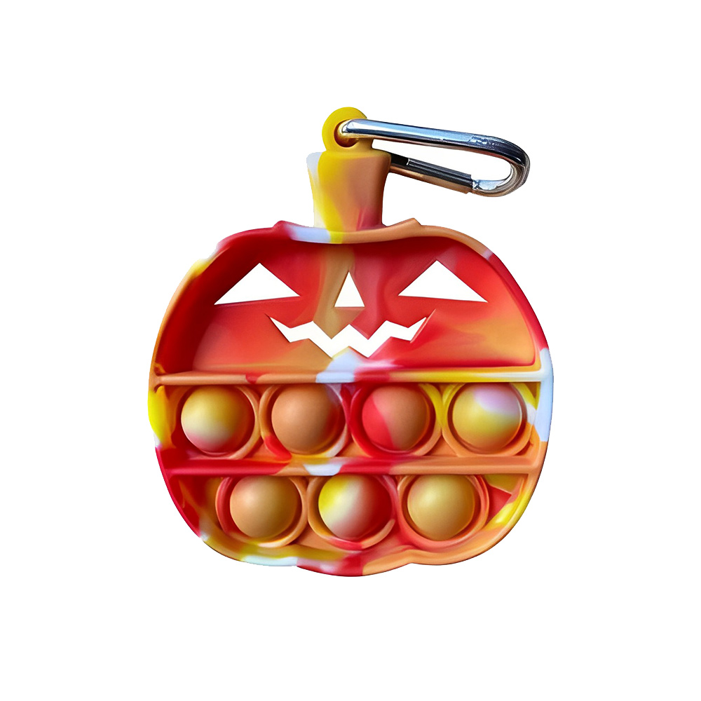 Pumpkin Push Pop Bubble Toy Keychain Red