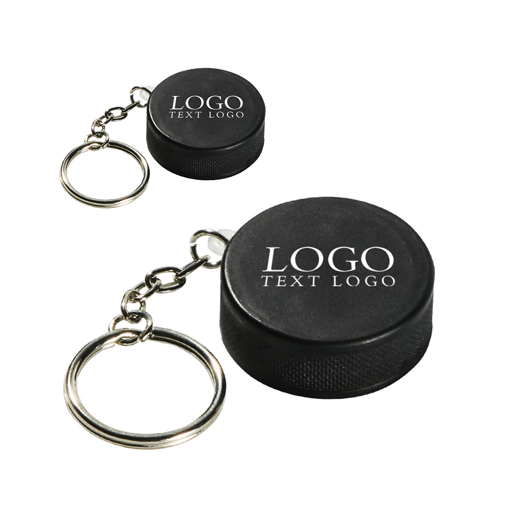 Hockey Puck Stress Reliever Key Chain With Logo-Group