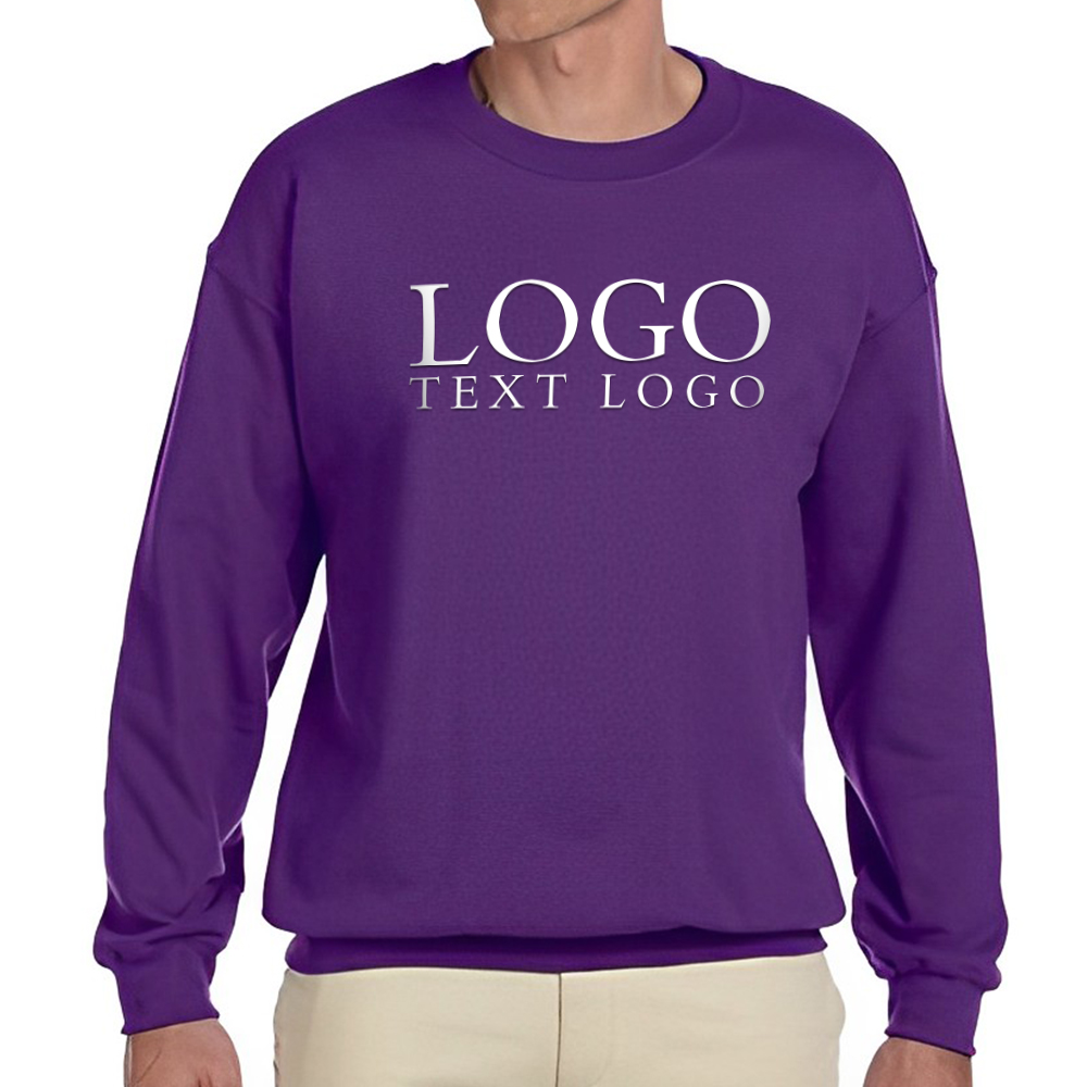 Marketing Gildan Heavy Blend Crewneck Sweatshirts Purple With Logo