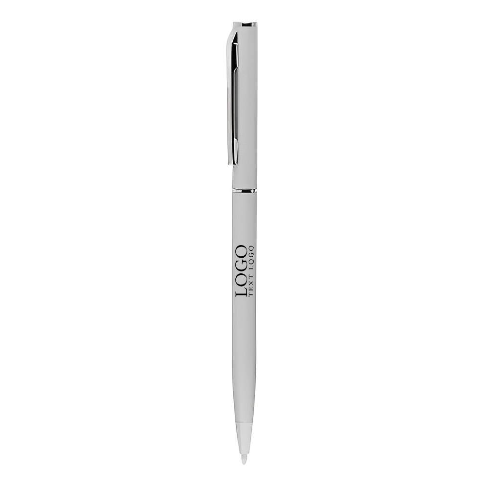 White Skinny Metal Ballpoint Pen With Logo