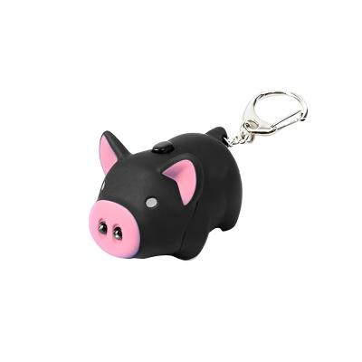 Promotional Vocal Pig Keychain With LED Lights
