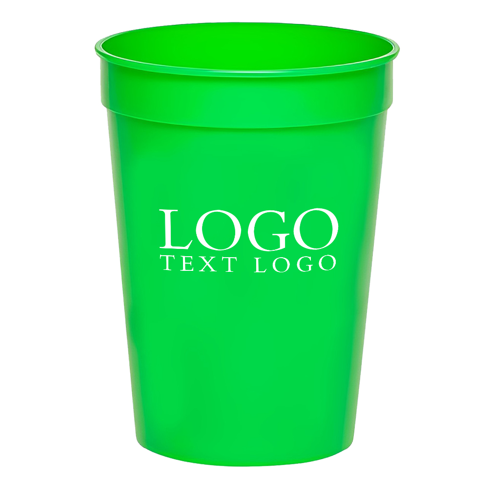 Promotional 12oz. Stadium Cups Neon Green With Logo