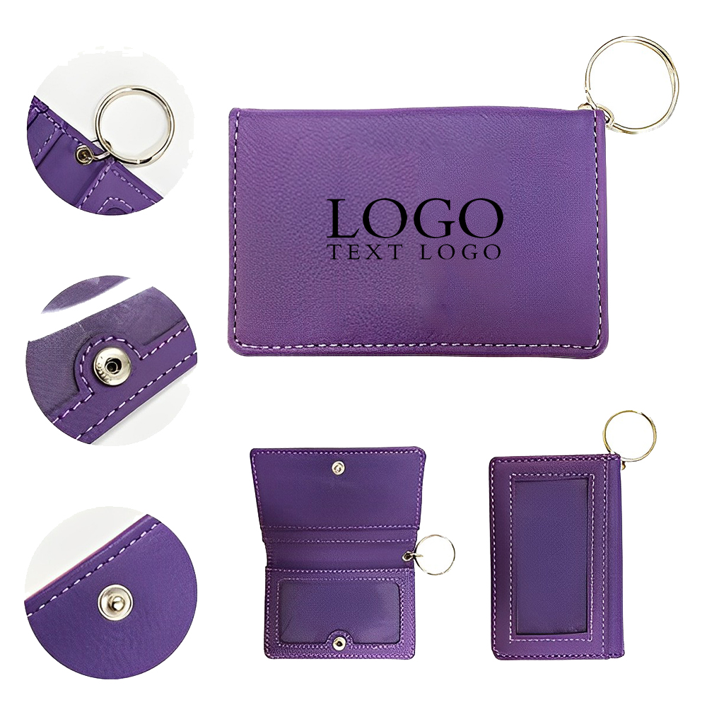 ID Card Holder Wallet with Keychain Personalized