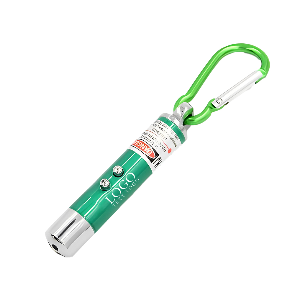 Led Light Carabiner Keyring Green With Logo