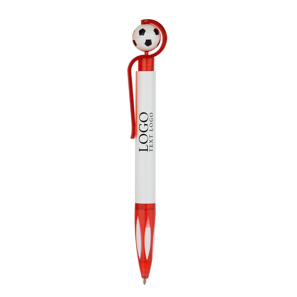Custom Soccer Shape BallPoint Pen Red With Logo