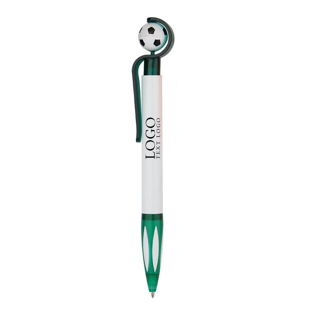 Custom Soccer Shape BallPoint Pen Green With Logo