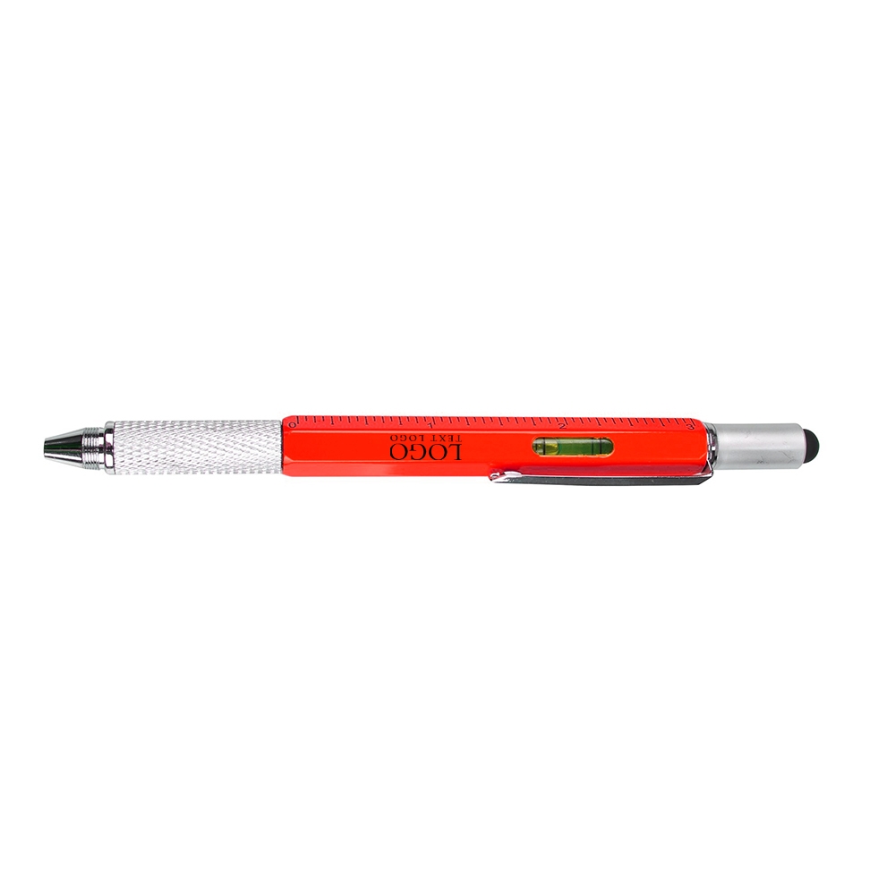 6 In 1 Metal Tool Pen Red With Logo