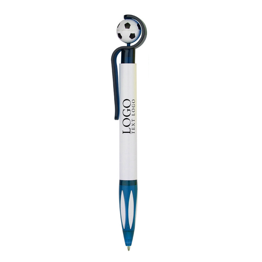 Custom Soccer Shape BallPoint Pen Blue With Logo
