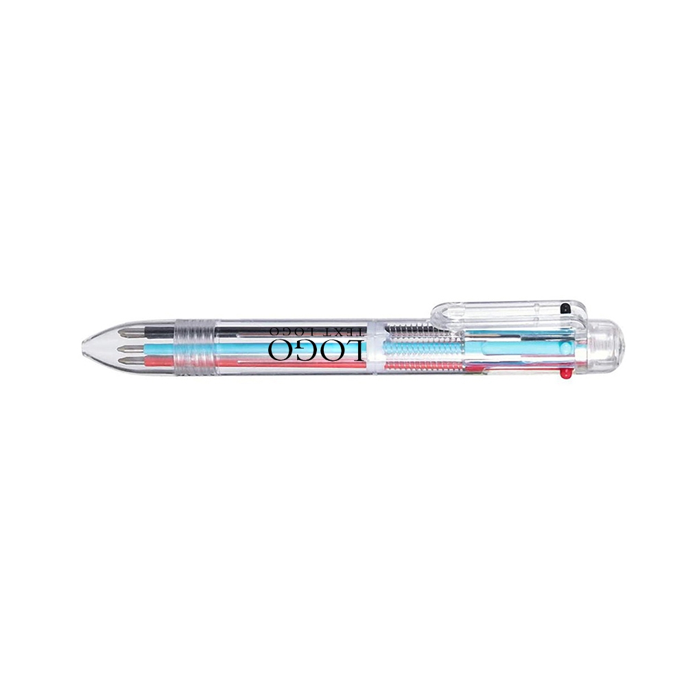 6-in-1 Retractable Ballpoint Pens  Transparent 3 With Logo