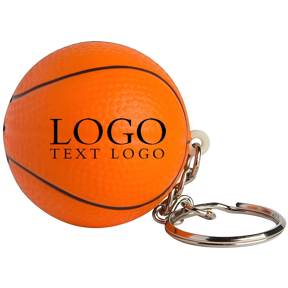 Custom Keychain Ball Stress Reliever Orange With Logo