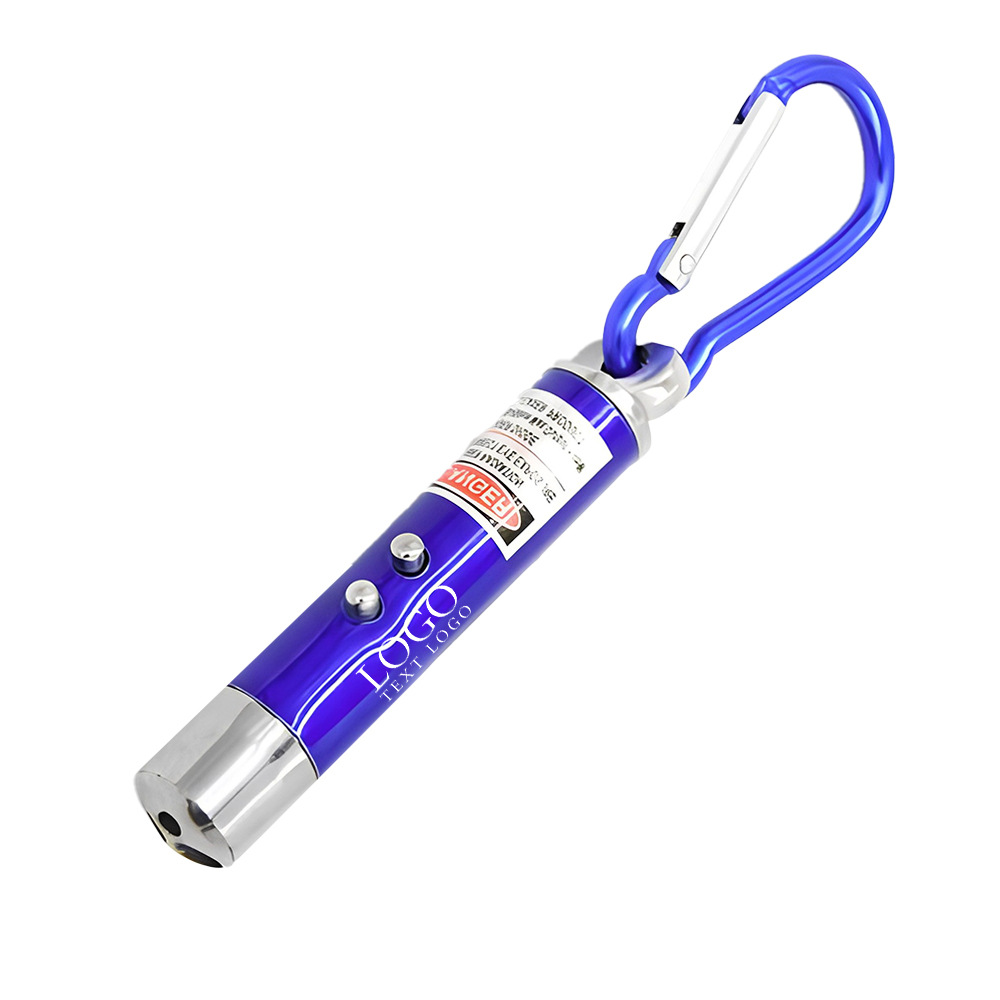 Led Light Carabiner Keyring Blue With Logo