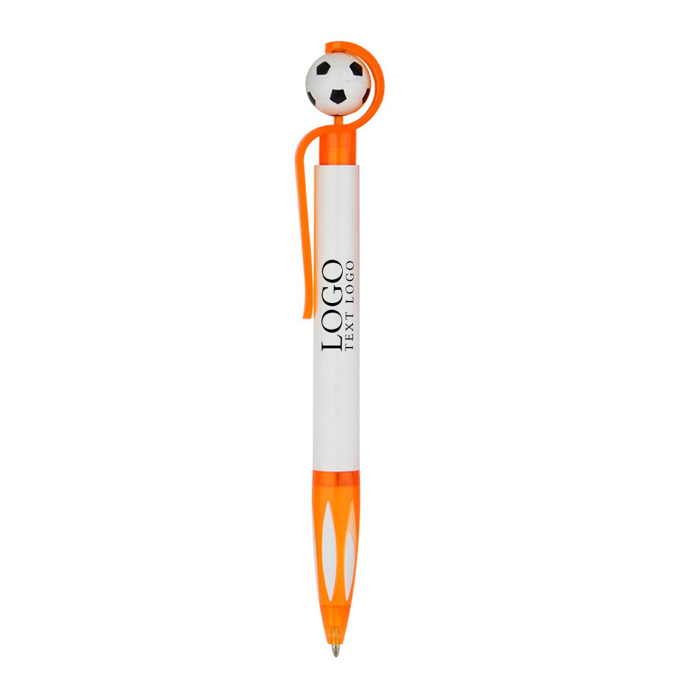 Custom Soccer Shape BallPoint Pen Orange With Logo