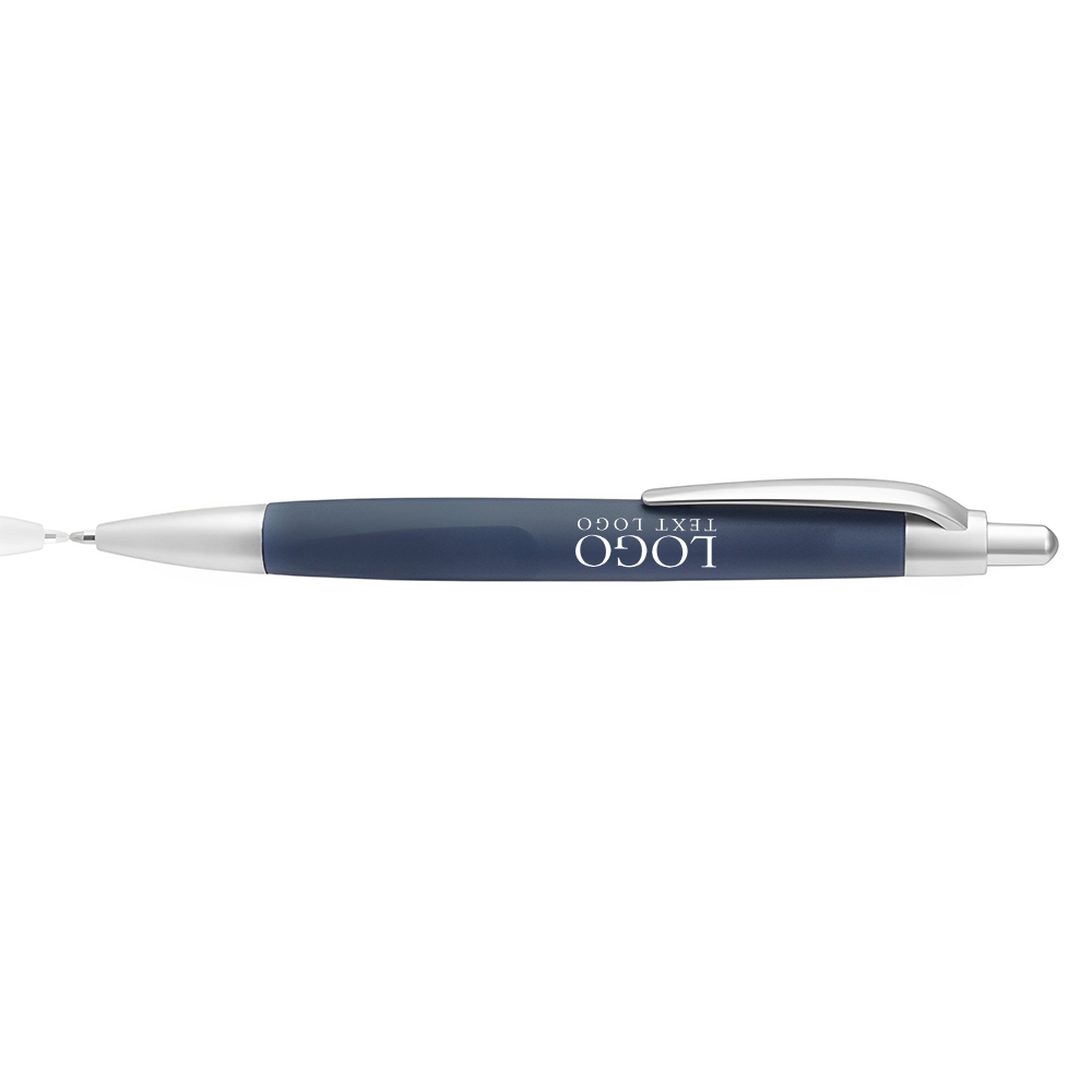 Click Action Plastic Ballpoint Pen Navy Blue With Logo