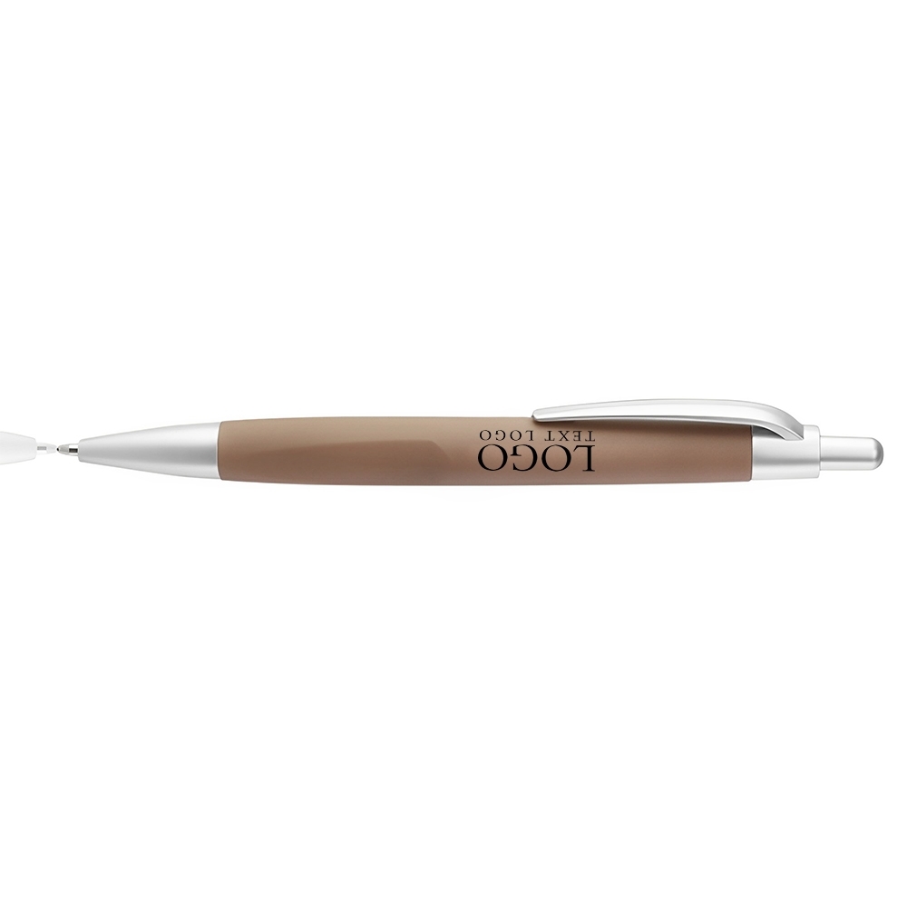 Click Action Plastic Ballpoint Pen Brown With Logo