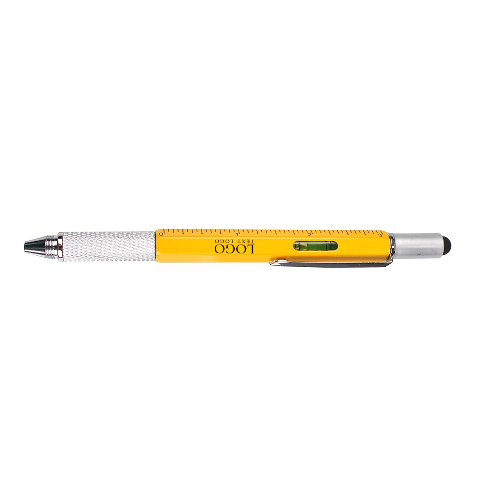 6 In 1 Metal Tool Pen Yellow With Logo