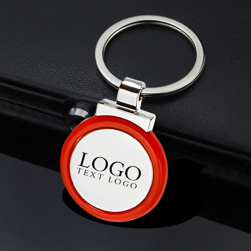 Custom Round Color Accent Metal Keychain Free Shipping