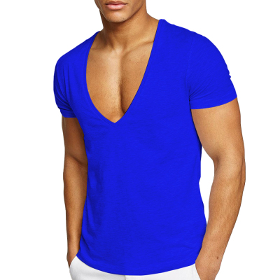 Men'S Sports Leisure Deep V-Neck T-Shirt    
