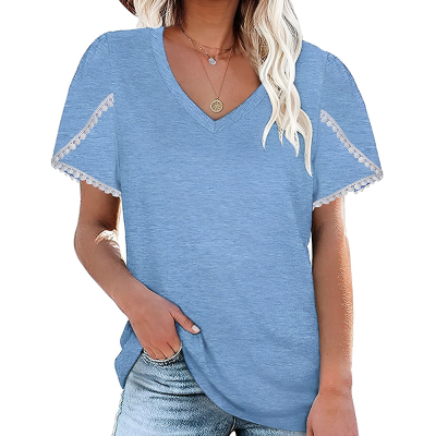 Casual V-Neck Short Sleeve Loose Top 