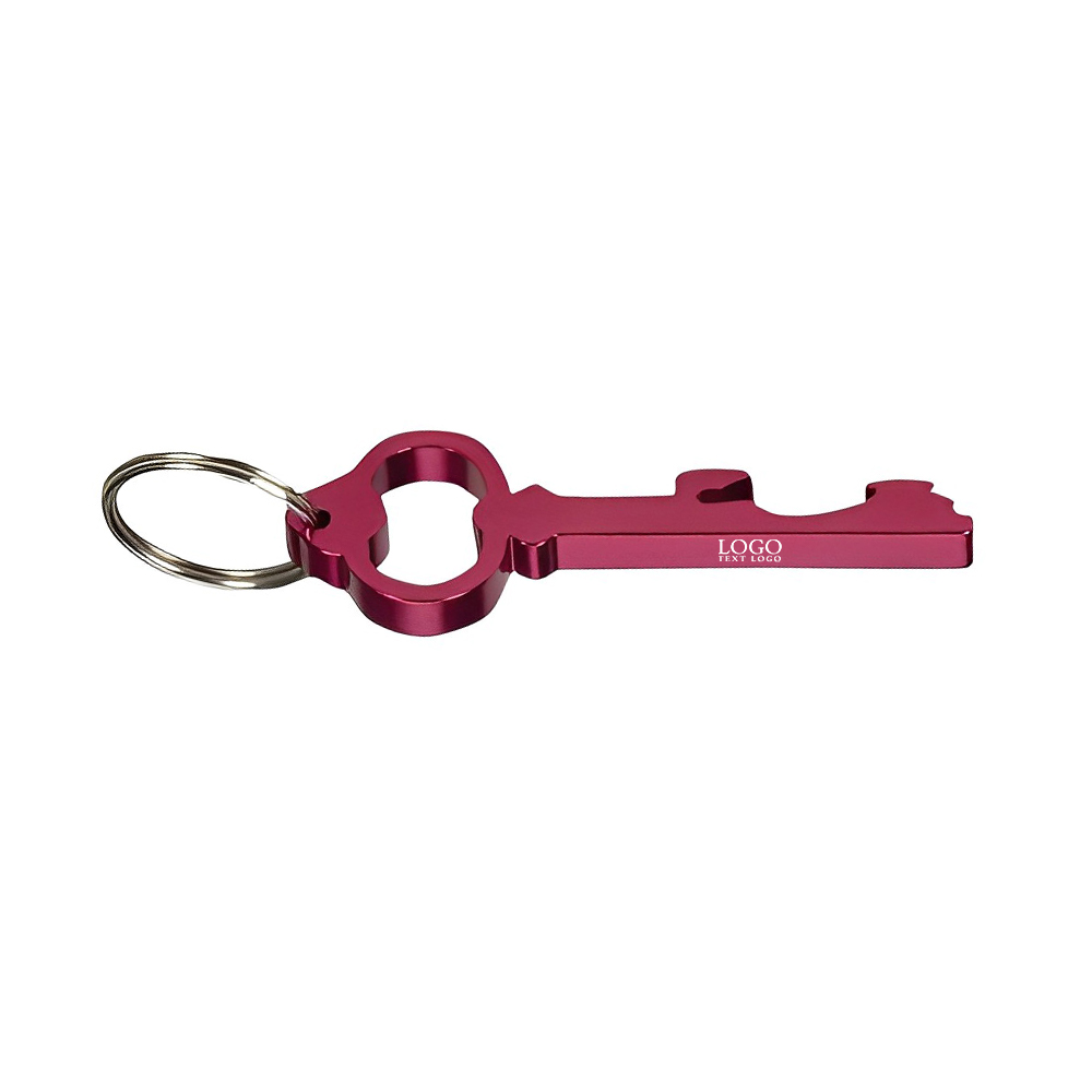 Custom Key-Shaped Bottle Opener Keychains Red With Logo