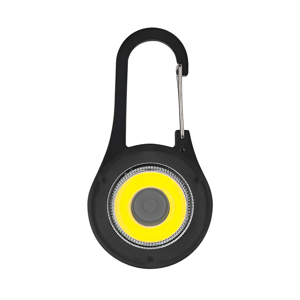 Bright COB Light Keychain With Carabiner Black