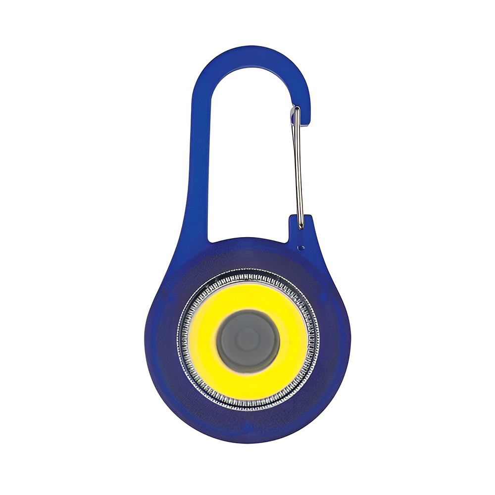 Bright COB Light Keychain With Carabiner Blue