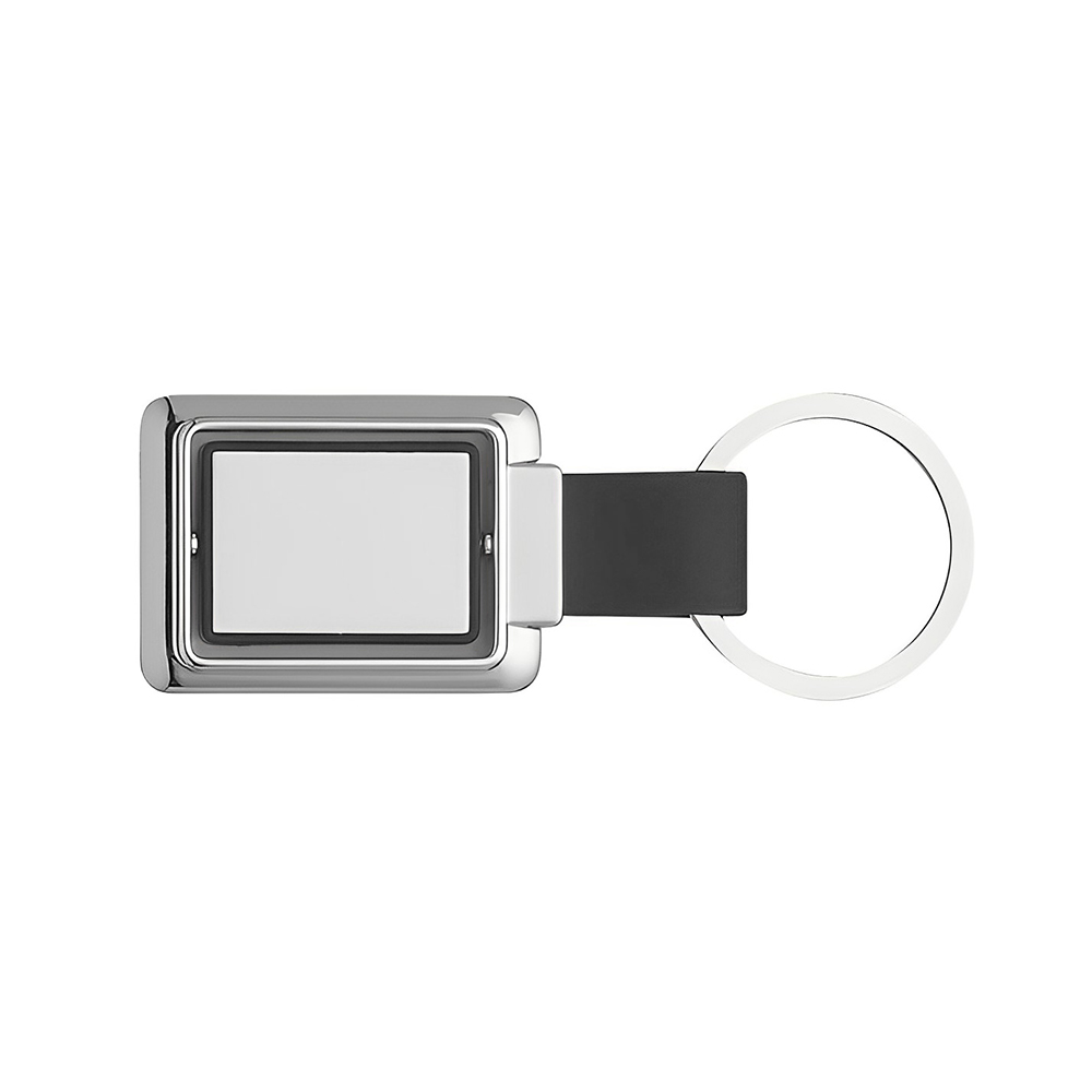 Engraved Rectangular Spinning Key Chain Black