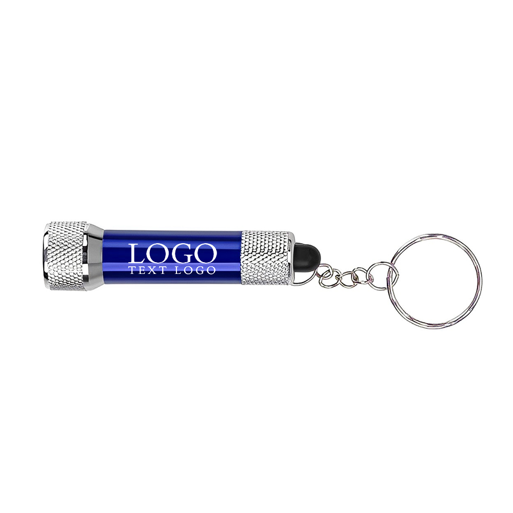 Custom 5 Led Aluminum Flashlight Keychain Blue With Logo