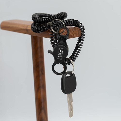 Promotional Lobster Clip With 20" Long Coil Keyring