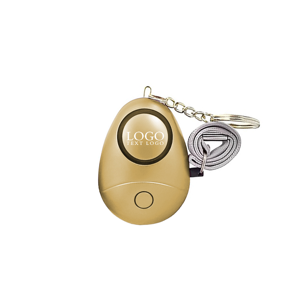Gold Safesound Alarm Keychain With LED Light With Logo