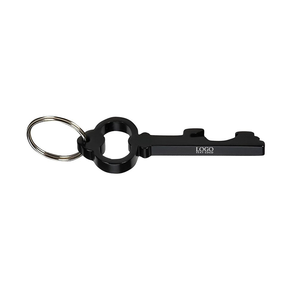 Custom Key-Shaped Bottle Opener Keychains Black With Logo