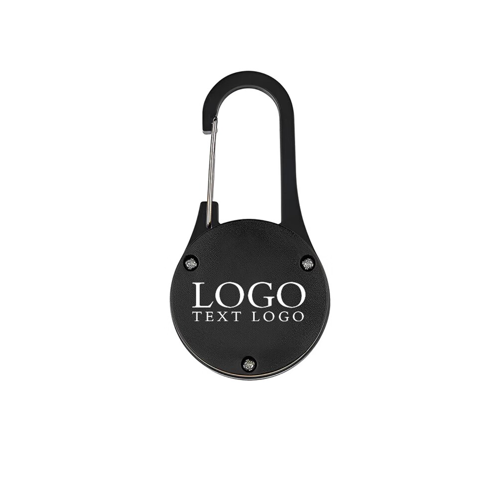 Bright COB Light Keychain With Carabiner Black With Logo