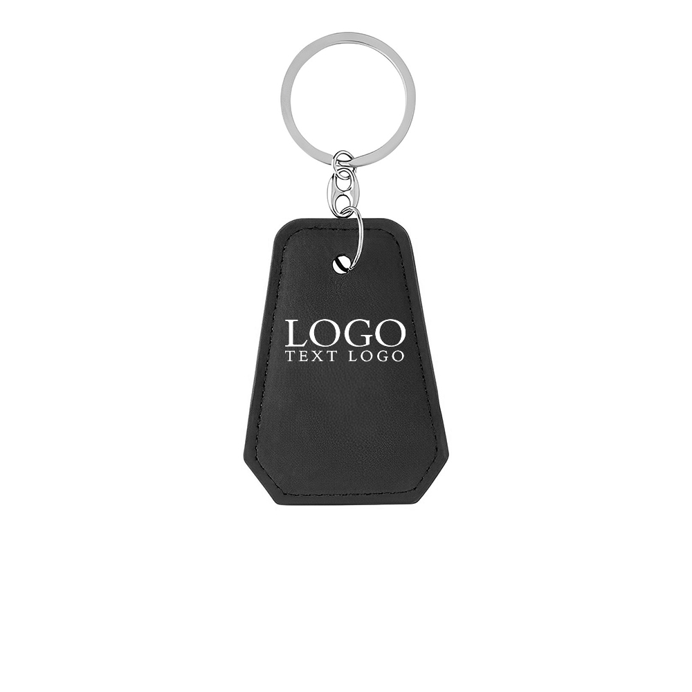 Custom Bottle Opener Keychain With Leather Cover Black With Logo