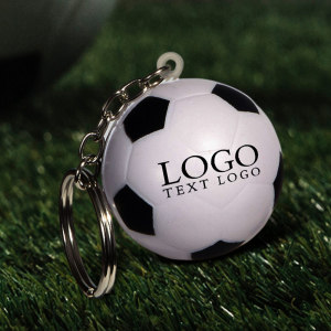 Soccer Ball Shaped PU Stress Reliever Key Chain