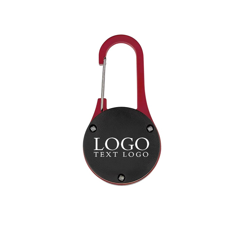 Bright COB Light Keychain With Carabiner Red With Logo